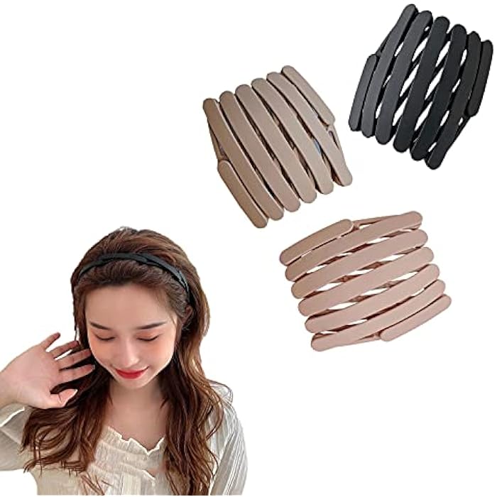 YangQian Retractable Pocket Headband Thin Plastic Flodable Hairband for Women with Teeth 3 pcs Retractable Hair Band for Women Men Girls Kids Folding Headband - Image 1